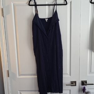 Treasure & Bond Elegant Navy Blue Spaghetti Strap Dress